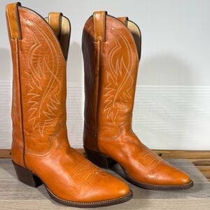 Justin DeerLite Cowboy Boots Men’s Size 9 D Tan Marbled Leather 1632 Made In USA